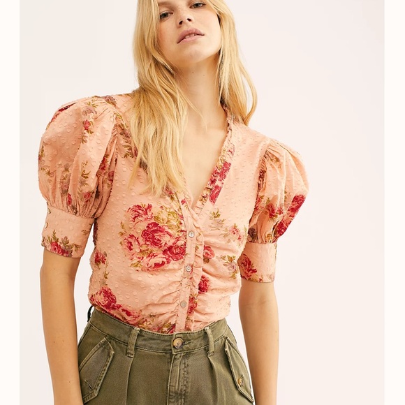 LoveShack Fancy Jules floral blouse NWT XS - Picture 1 of 10